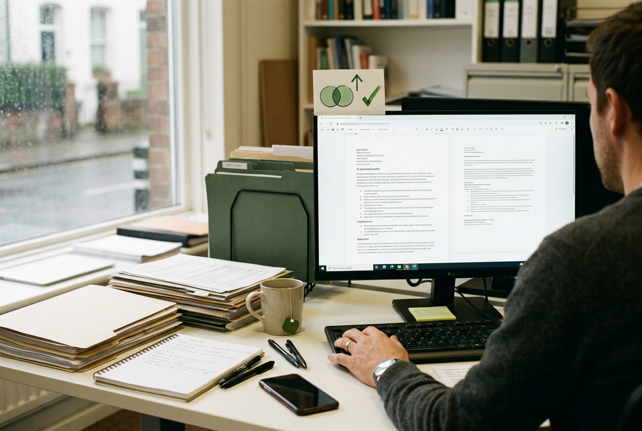 Recruiting dashboard showing a generated candidate brief beside the original resume and interview notes.